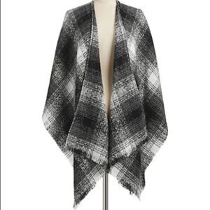 Lord & Taylor Boucle Plaid Wrap-BLACK/WHITE-One Size